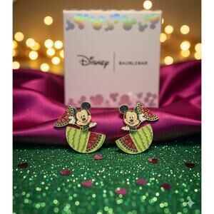 Disney Baublebar Mickey Mouse Watermelon Margarita Earrings Dangle Pave Summer